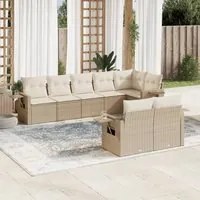 Set Divano da Giardino 8 pz con Cuscini Beige in Polyrattan 3220417