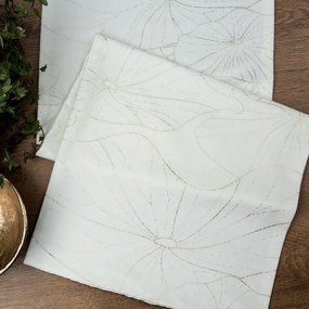 Tovaglia centrale in velluto bianco con stampa floreale Larghezza: 35 cm | Lunghezza: 220 cm