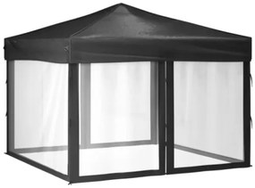 Tenda per Feste Pieghevole con Pareti Laterali Antracite 3x3 m