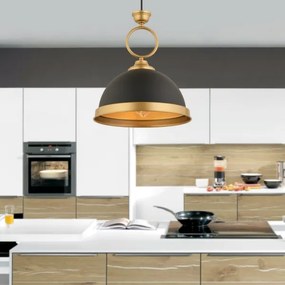 Lampadario a sospensione con cavo MONZA 1xE27/40W/230V diam. 30 cm nero/bronzo