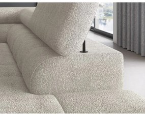 Divano angolare color crema allungabile/con contenitore (con penisola a destra/a L) e rivestimento in bouclé Ferucce – ELTAP