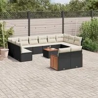 Set Divani da Giardino 12 pz con Cuscini Nero in Polyrattan 3228128