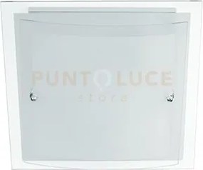 Plafoniera dritta e curva bianca 2 luci attacco e27 30x11x30cm