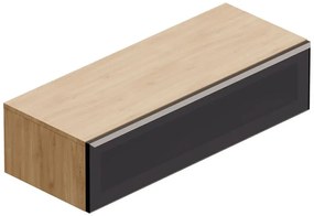 Mobile da bagno sotto lavabo Star rovere - nero/vetro dark grey L 120.3 x H 30 x P 46 cm 1 cassetto, lavabo non incluso
