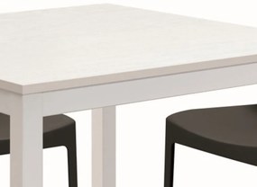 Tavolo TROPEA in legno, finitura bianco frassinato e metallo verniciato bianco, allungabile 90&#215;90 cm &#8211; 180&#215;90 cm