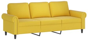 Set di divani 3 pz con cuscini giallo in velluto