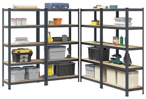 Scaffali Resistenti 5 Ripiani 4pz Antracite Acciaio&multistrato /