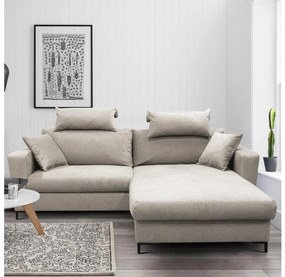 Divano letto angolare con contenitore a L HORTA, lato destro, grigio