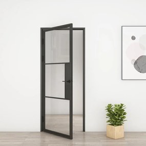 Porta interna a battente Bora Neutra in acciaio verniciato colore nero, L 80 x H 210 cm, apertura a destra
