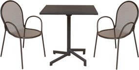 OPERA - set tavolo in metallo cm 70 x 70 x 73 h con 2 poltrone Maris