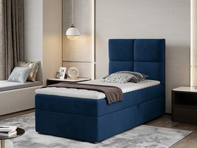 Letto singolo boxspring Ilenia - Tessuto blu