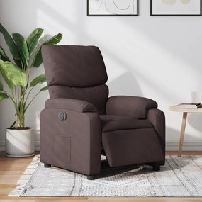 Poltrona Elettrica Reclinabile Marrone Scuro İn Tessuto /