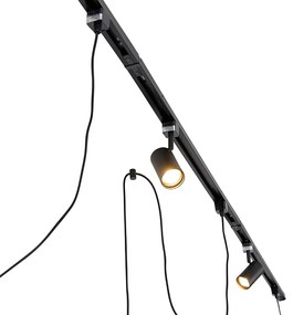 Sistema a binario intelligente nero con 3 faretti e lampada a sospensione monofase - Cavalux Jeana