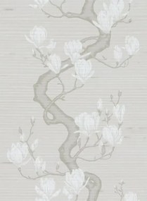 Cole & Son Carta da parati Magnolia Tree Silk - Raw Slub Silk/ Soft Cream and Powder
