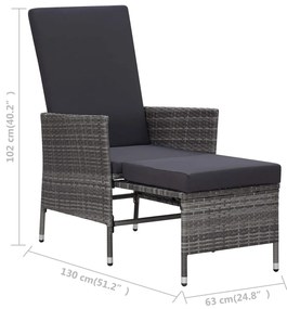 Set Divani da Giardino 3 pz con Cuscini in Polyrattan Grigio