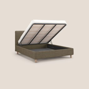 Serena letto contenitore salvaspazio scandinavo in tessuto fiammato impermeabile T03 marrone