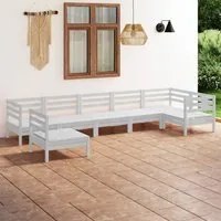 Set Divani da Giardino 7 pz in Legno Massello di Pino Bianco cod mxl 36576