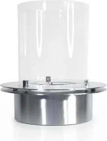 Bruciatore tondo con vetro per camino a bioetanolo biocamino inox 3 lt d.35