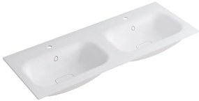 Lavabo a incasso rettangolare doppia vasca L 120.5 x H 15 x P 46 cm in resina bianco lucido