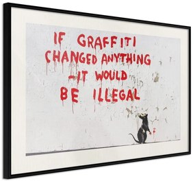 Poster  Banksy: If Graffiti Changed Anything  Cornice Quadri Cornice nera con pass-partout, Larghezza x Altezza Home decor 45x30