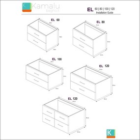 Kamalu - mobile bagno sospeso da 100cm con lavabo incasso in ceramica el-100b