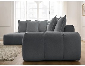 Divano angolare grigio scuro allungabile e con contenitore (penisola a sinistra/a L) con rivestimento in ciniglia Everest – Bobochic Paris