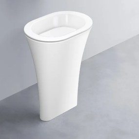 Cielo amedeo lavabo ovale freestanding senza troppopieno in ceramica bianco lucido