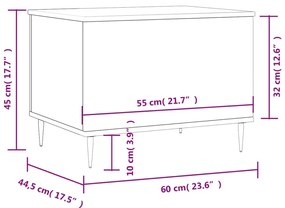 Tavolino da Salotto Rovere Fumo 60x44,5x45 cm Legno Multistrato