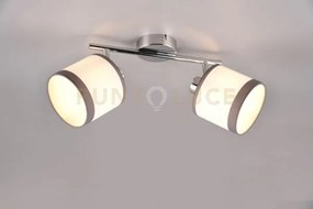 Davos barra 2 spots orientabili metallo cromato paralumi bianco e g...