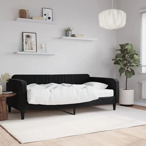 Divano Letto Con Materasso Nero 90x190 Cm İn Velluto /