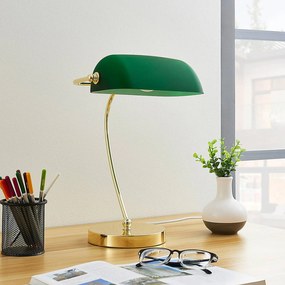 Lindby Lampada da tavolo Selea in ottone e vetro verde