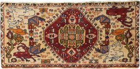 Shiraz Tappeto 50 x 110 Beige (Iran) Annodato A Mano