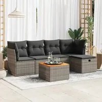 Set Divano da Giardino 6 pz con Cuscini Grigio in Polyrattan 3325756