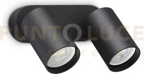 Dynamite faretto nero orientabile 2 luci attacco gu10 16,5cm lampad...