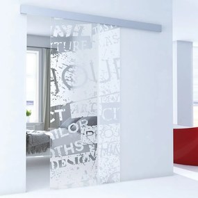 Porta scorrevole reversibile Vogue in alluminio trasparente, L 86 x H 215 cm, con binario Alu/vetro