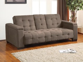 Divano letto clic clac a 3 posti in Tessuto microfibra Marrone con ripiano centrale reclinabile - DEVONSHIRE