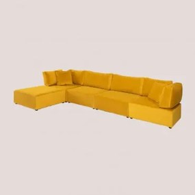 Divano componibile in 4 pezzi con 2 poltrone angolari e pouf in - Sklum