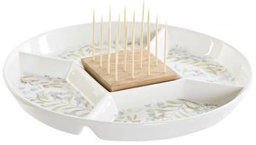 Vassoio per aperitivi DKD Home Decor Bambù Gres (23.5 x 23.5 x 7 cm)