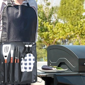 Grembiule con attrezzi per barbecue con 6 accessori