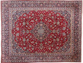 Kashan Tappeto 330x420 Blu (Iran) Annodato A Mano