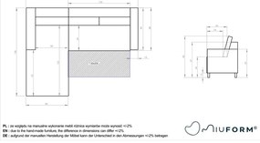 Divano letto angolare in velluto turchese, angolo destro Stylish Stan - Miuform