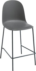 Sgabello con seduta in polipropilene Grigio Scuro e gambe in metallo - FOX 2 pezzi