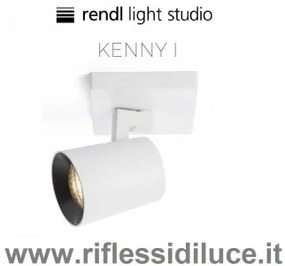 Rendl light kenny 1 faretto parete soffitto struttura bianca ghiera interna nera