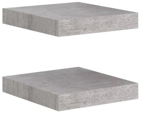 Mensole a muro 2 pz grigio cemento 23x23,5x3,8 cm in mdf