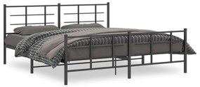 Giroletto Con Testiera E Pediera Metallo Nero 183x213 Cm /
