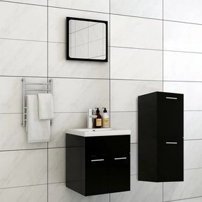 Set Mobili Da Bagno Nero İn Legno Multistrato /