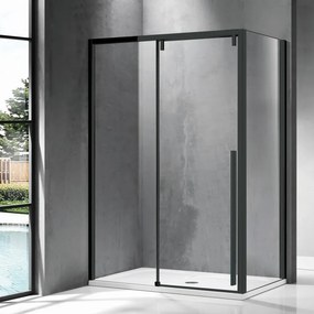 Cabina doccia 80x150 profilo nero anta scorrevole e lato fisso | KSA5000B - KAMALU
