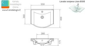 Lavandino 55cm sospeso bagno Litos-BS55 - KAMALU