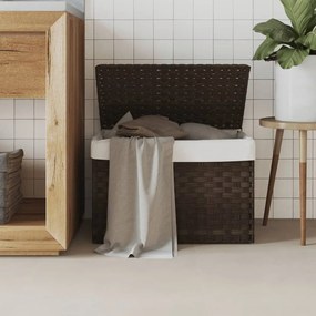 Cesto Biancheria Coperchio Marrone Scuro 55,5x35x34 Polyrattan /