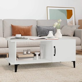 Tavolino Da Salotto Bianco 90x50x40 Cm İn Legno Multistrato /